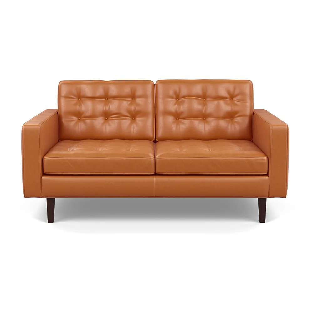 Heal's Hepburn 2 Seater Daino Leather Treacle Wenge Feet 1