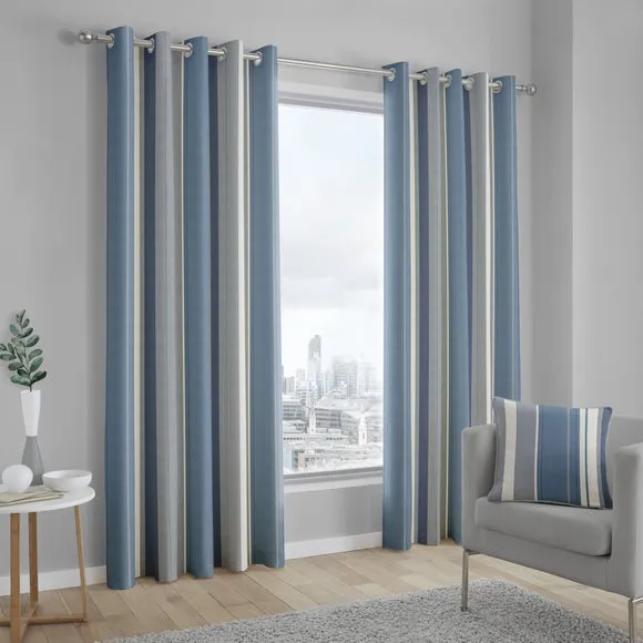 Fusion Whitworth Striped Eyelet Curtains 2
