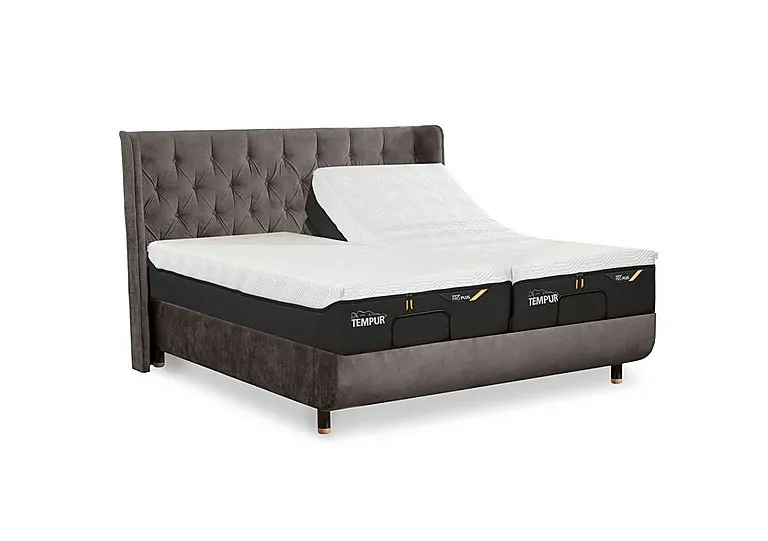 Arc Adjustable Disc Bed Frame with Luxury Headboard - King Size with Chrome Feet