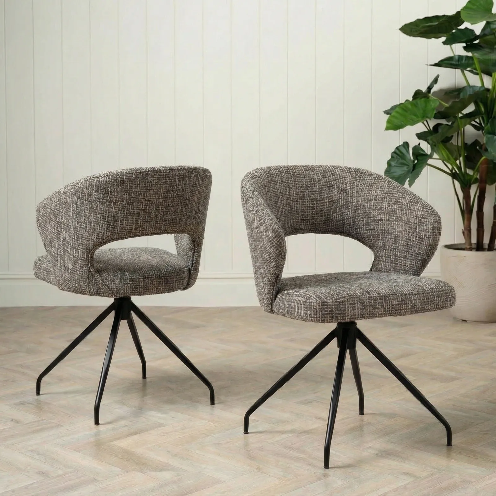 Pure Furniture Cagney Swivel Armchair With Matt Black Frame | Barker & Stonehouse