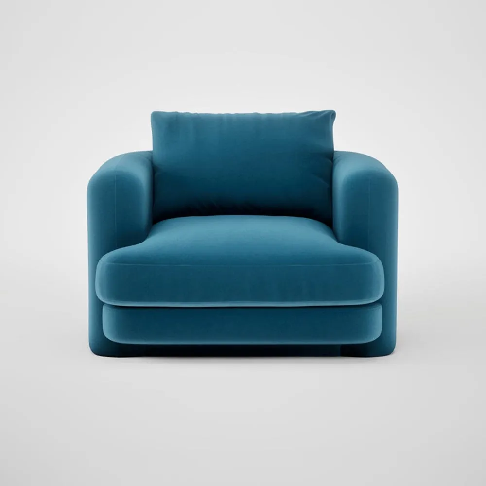 Heal's Rafi Swivel Armchair Smart Velvet Ocean Blue