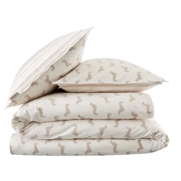 Emily Bond Brushed Peggy Daschund 100% Cotton Duvet Cover & Pillowcase Set 6