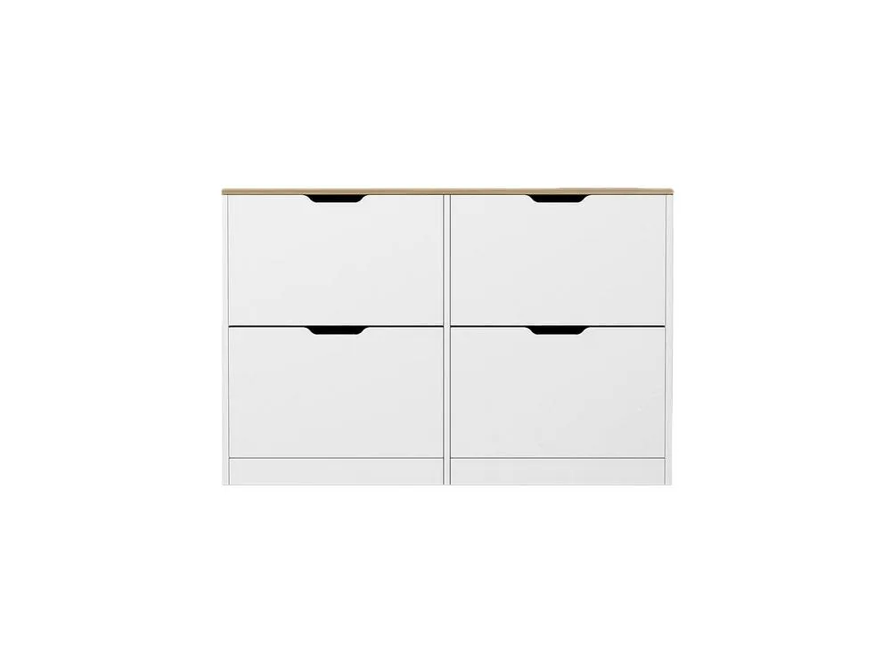 Vente-unique Shoe Cabinet With 4 Drop - Down Shelves - White & Natural - LOTULA in Light Oak 4