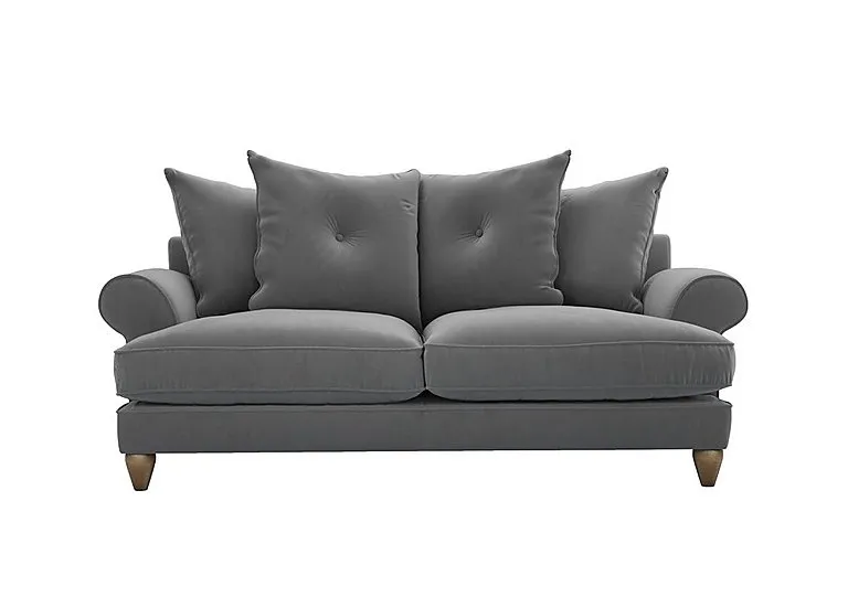 Bronwyn 3 Seater Fabric Scatter Back Fibre Fill Sofa With Washed Oak Feet - Koala Cub