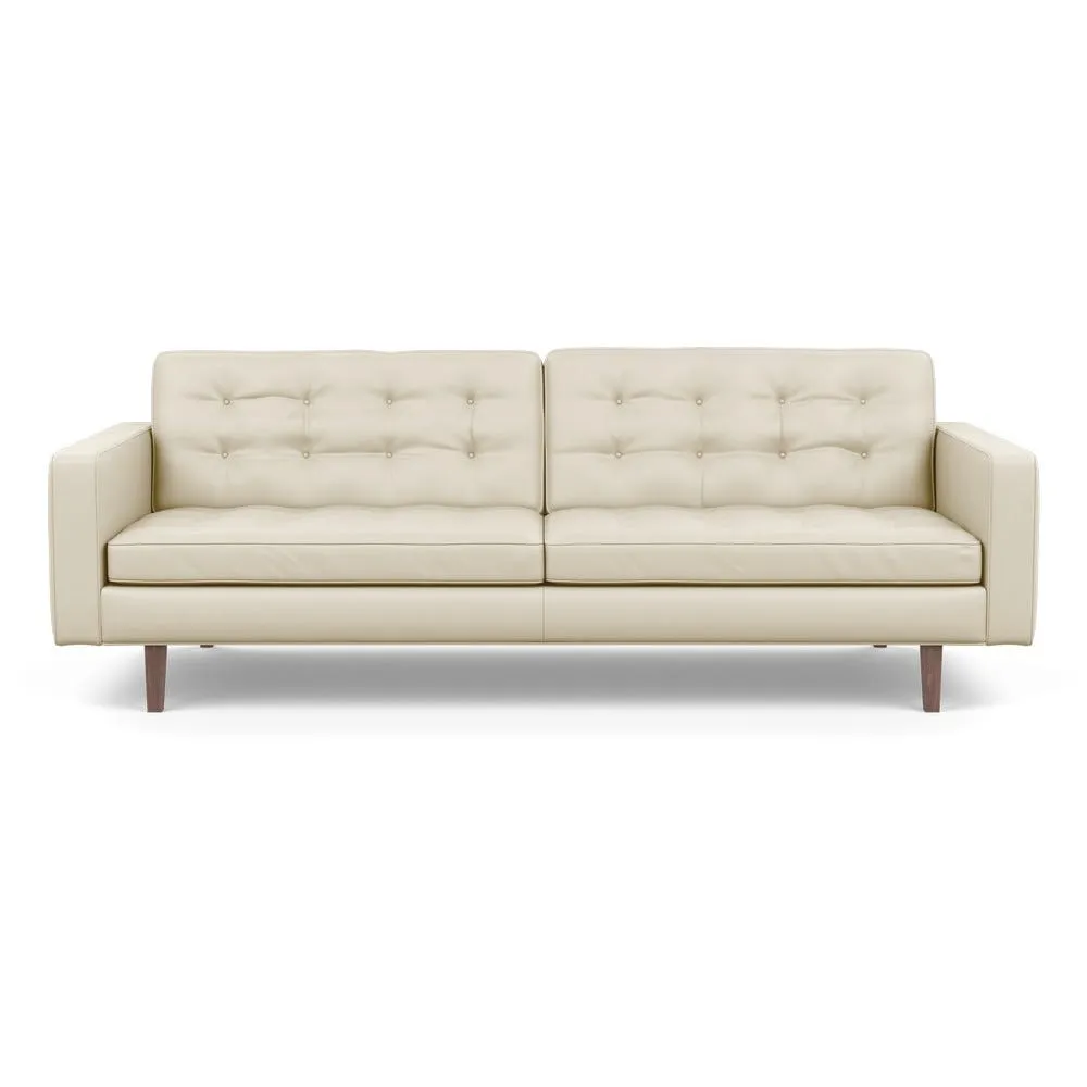 Heal's Hepburn 4 Seater Sofa Leather Grain Storm 006 Walnut Feet 3