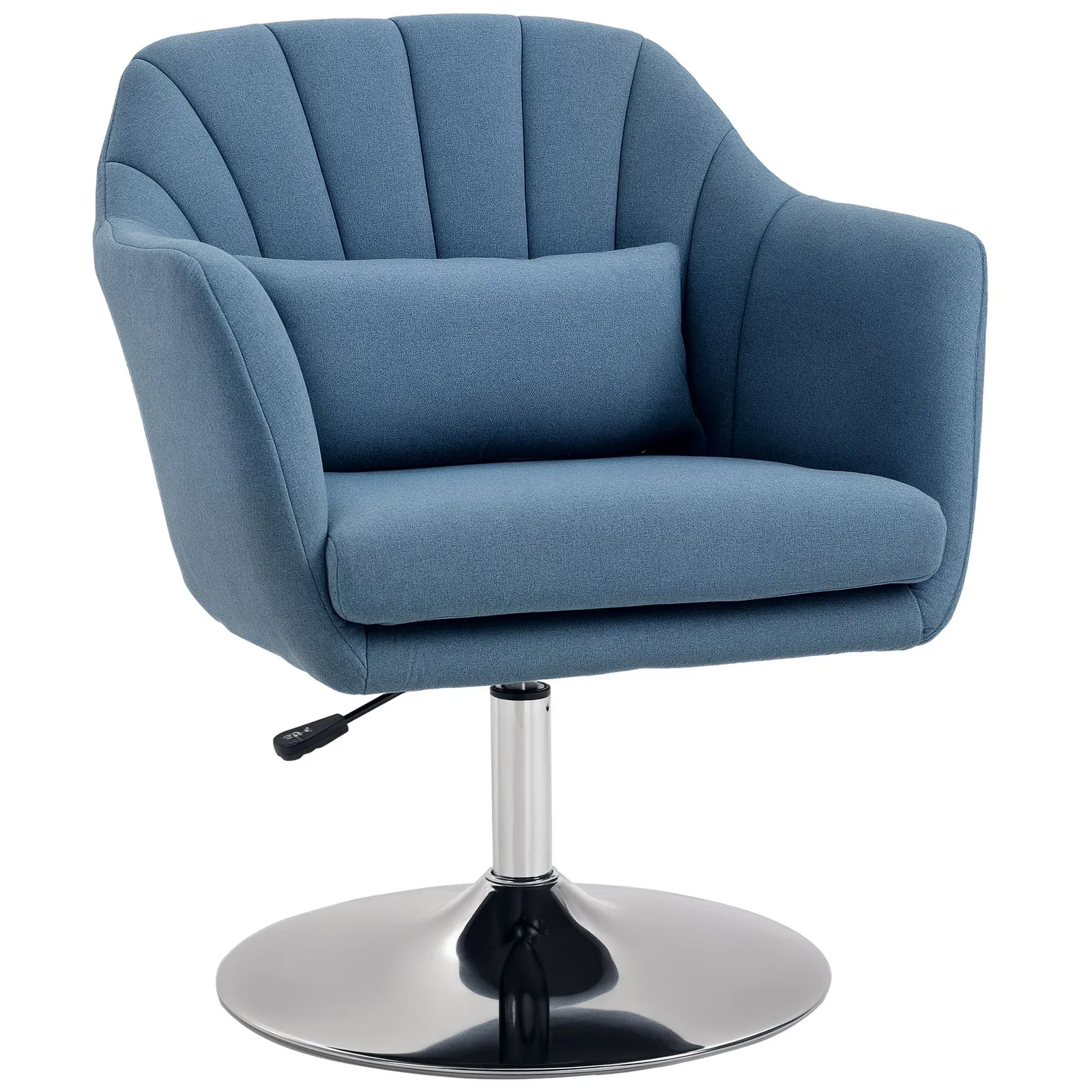 HOMCOM Stylish Retro Linen Swivel Tub Chair Steel Frame Cushion Seat in Blue 2