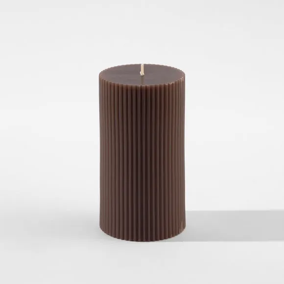 Unscented Ribbed Pillar Candle 2