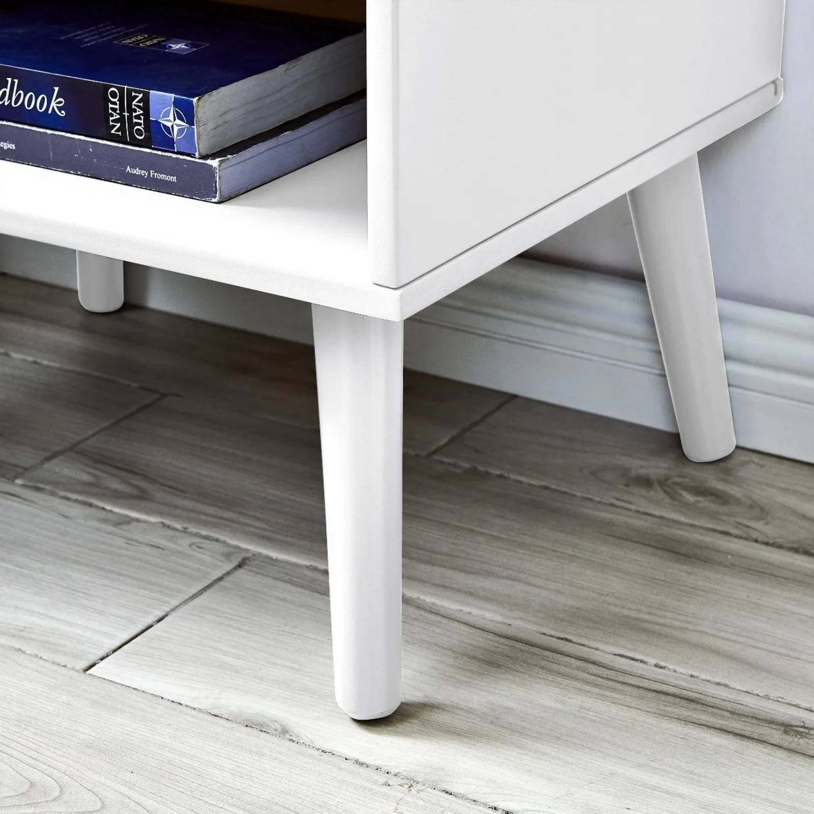 FurnitureboxUK Alma Matte Painted Wooden bedside Table With Single Drawer & Storage Space in White 4