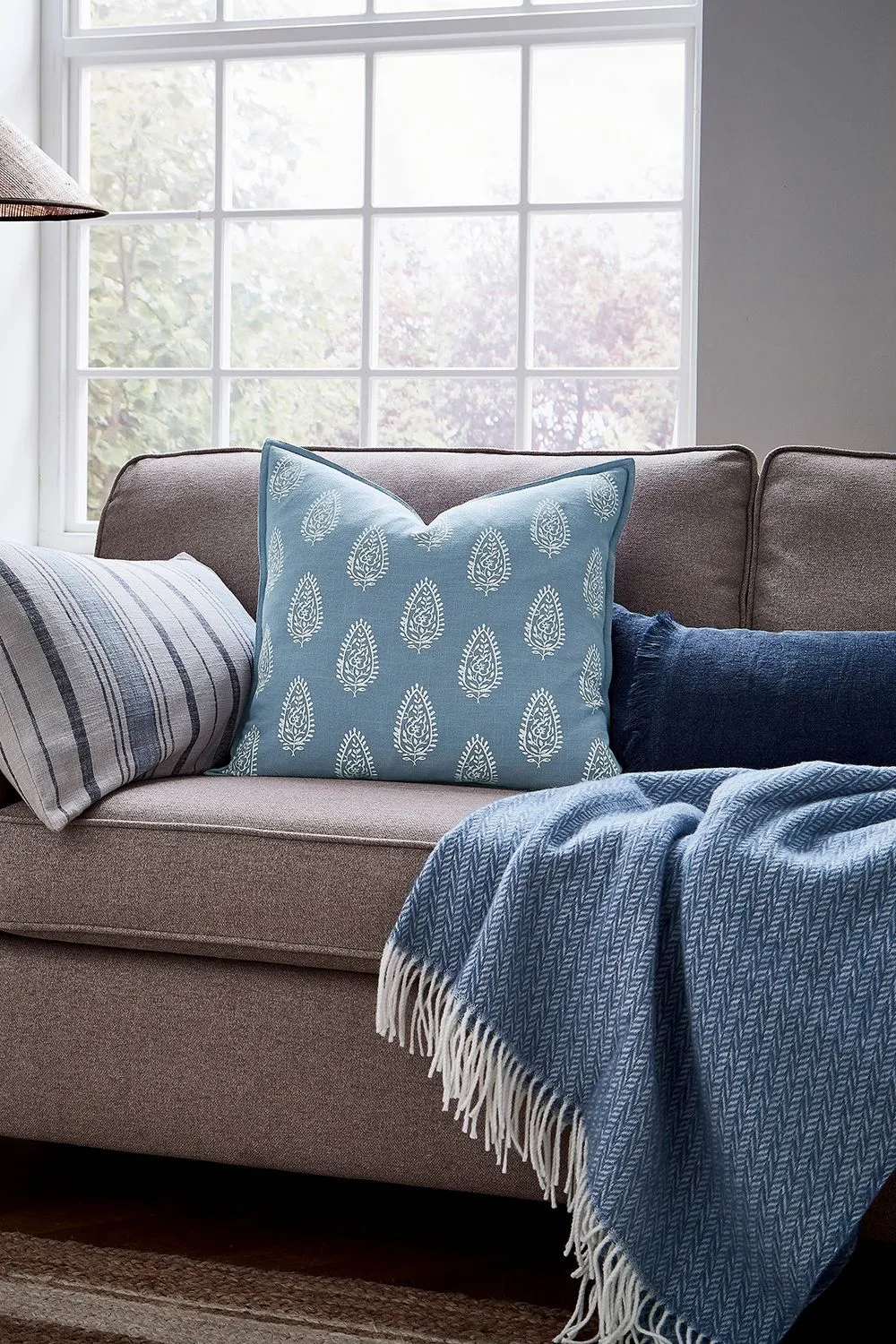 Murmur 'Ida' Cotton Cushion in Blue 2