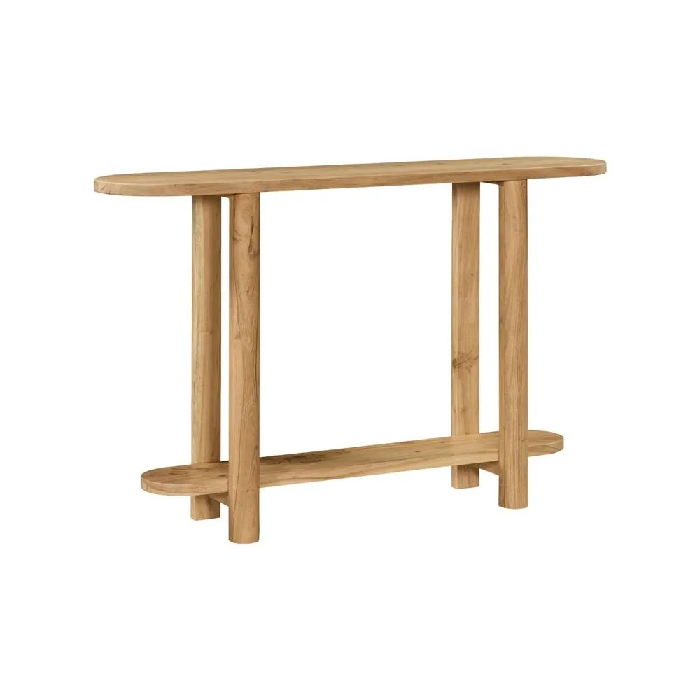 sweeek Oval console with 2 levels acacia wood in Beige 2