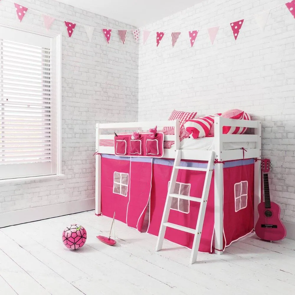 Nöa and Nani Ontario Cabin Bed Midsleeper Shorty with Pink Tent in White