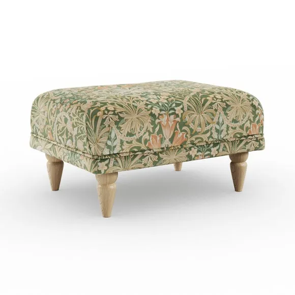 Jolene William Morris Woodland Weeds Print Velvet Footstool 5