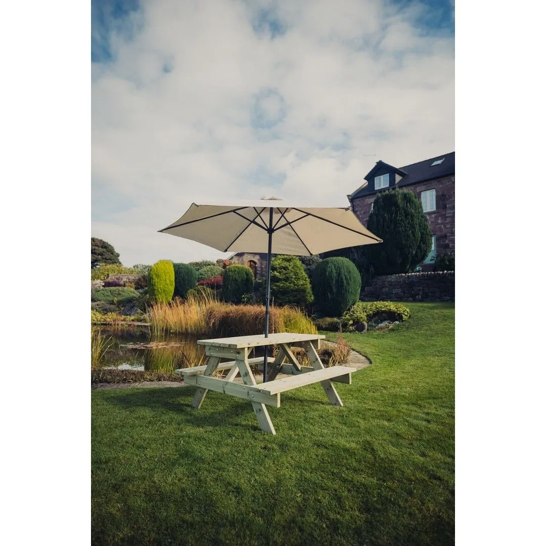 Churnet Valley Garden Furniture Ltd Picnic Table - L139.5 x W143.5 x H76 cm - Partially Assembled in Brown 4
