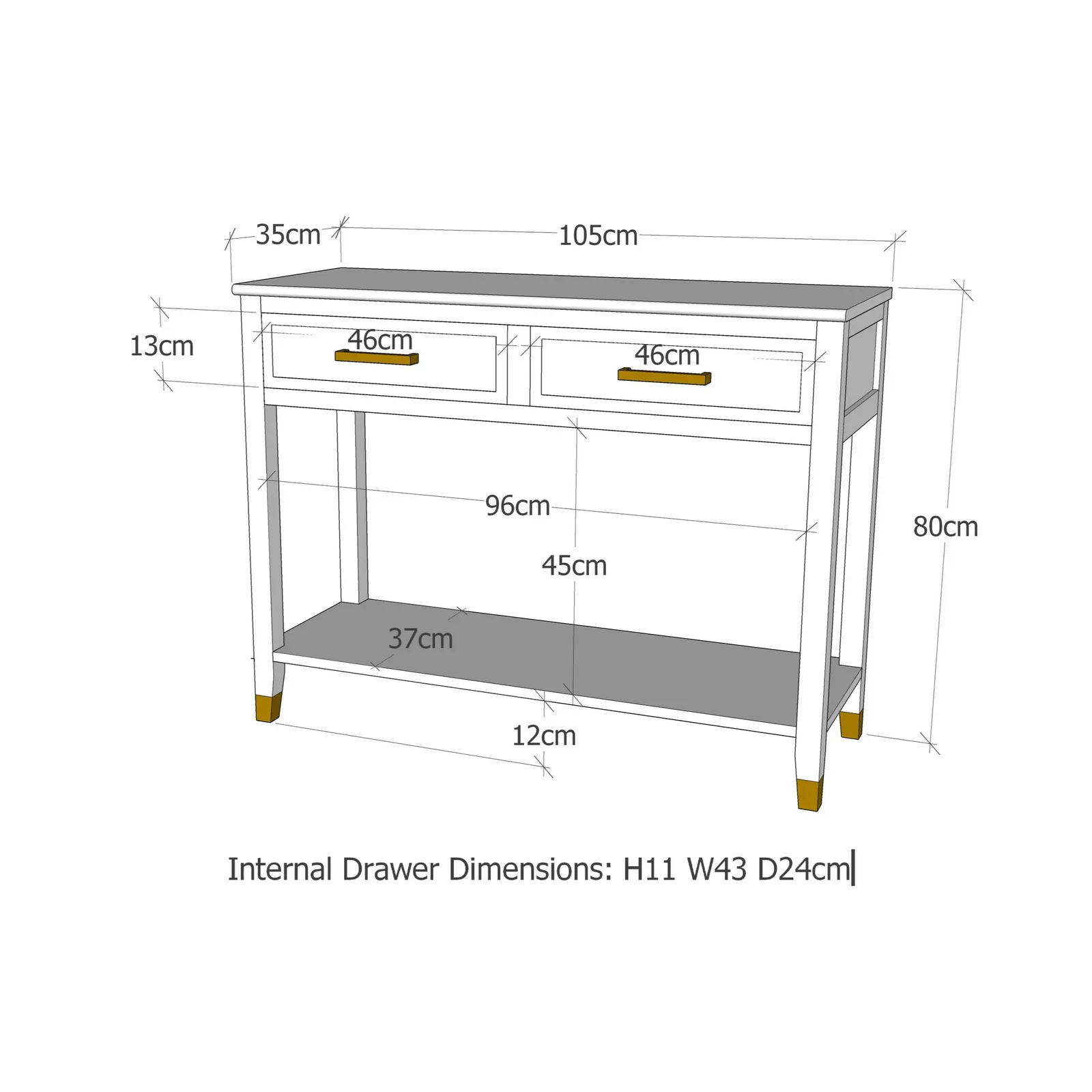 Cabinet Bits Palazzi 2 Drawer Console Table in Navy 6