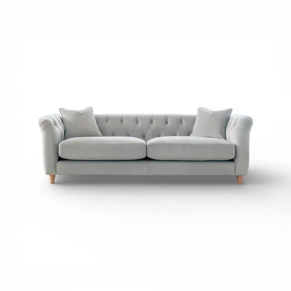 The Great Sofa Company Kensington 3-Seater Velvet Chesterfield Sofa in Silver 3