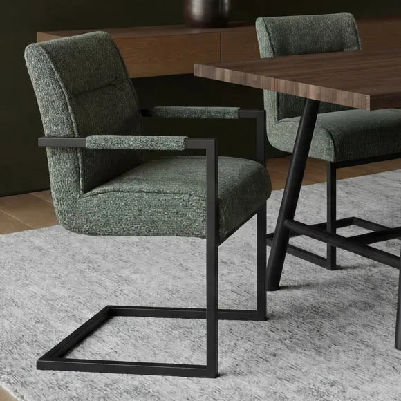 Set of 2 Cleaver Tweed Dining Chairs with Arms