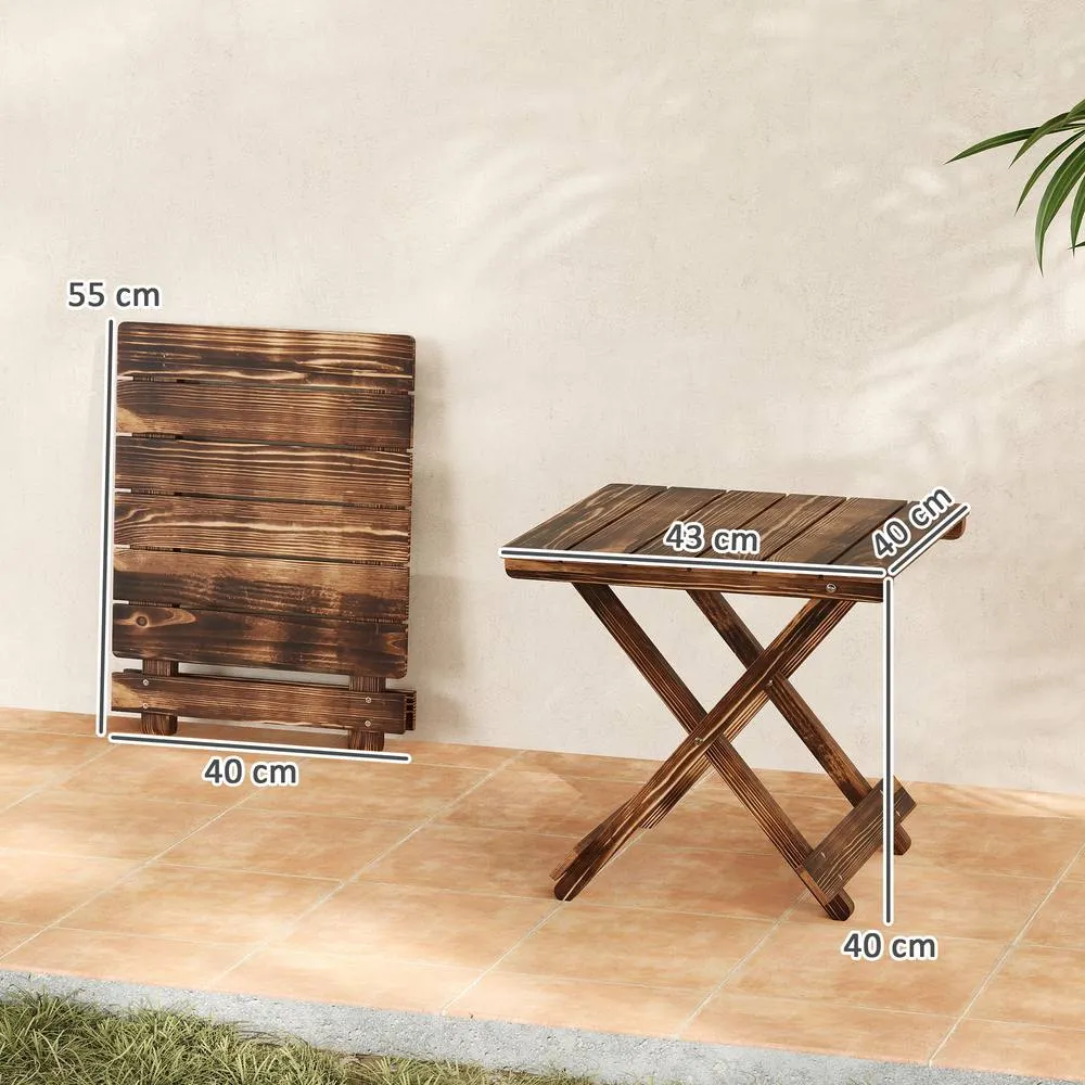OUTSUNNY Wooden Folding Garden Table, Folding Side Table in Brown 3