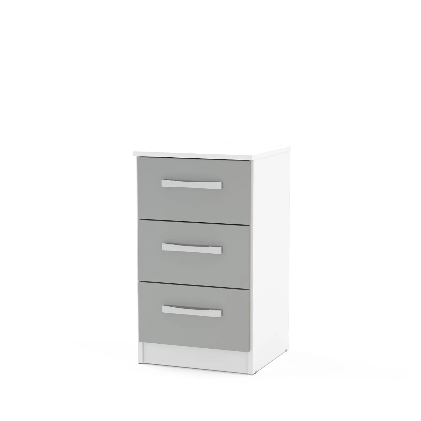Lynx White and Grey 3 Drawer Bedside Table Grey