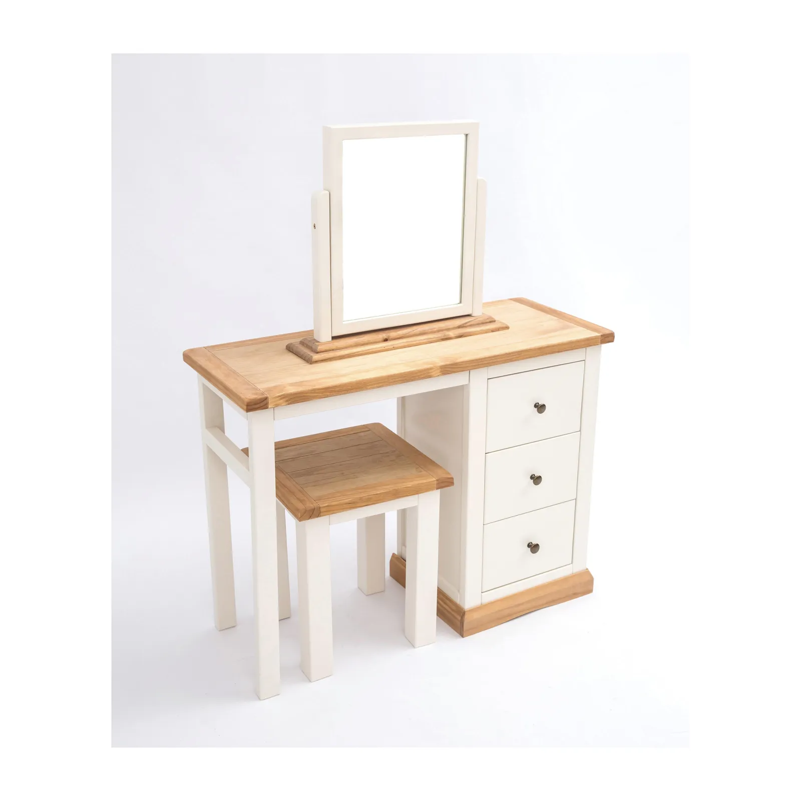 Cabinet Bits Trevi 3 Drawer Dressing Table Set Brass Knob in Off-White 3
