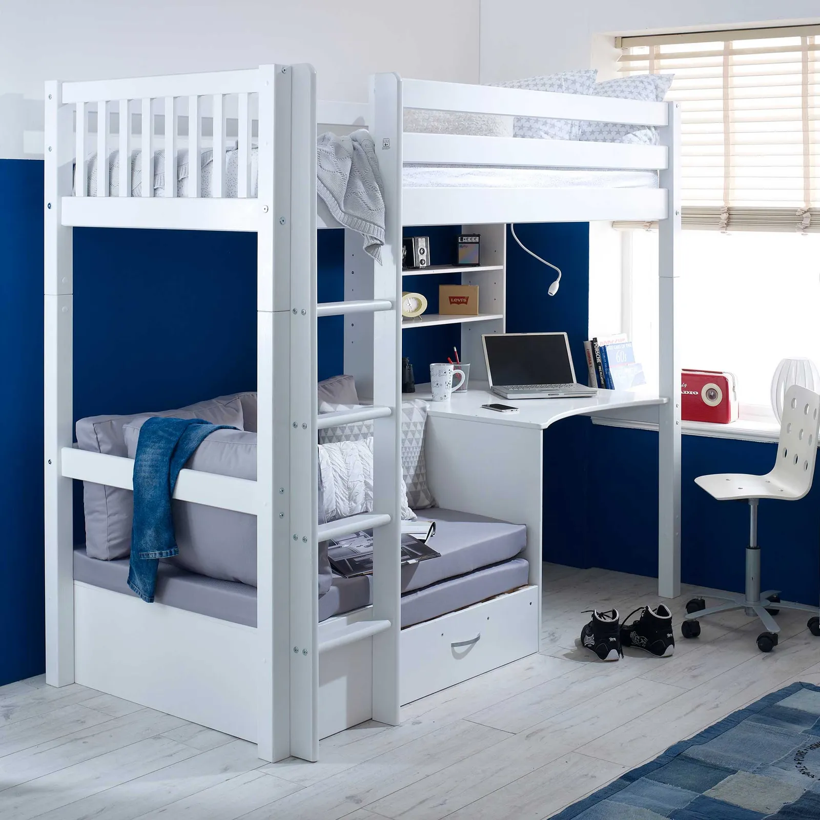 Ferdie Childrens Highsleeper Bed with Desk and Futon
