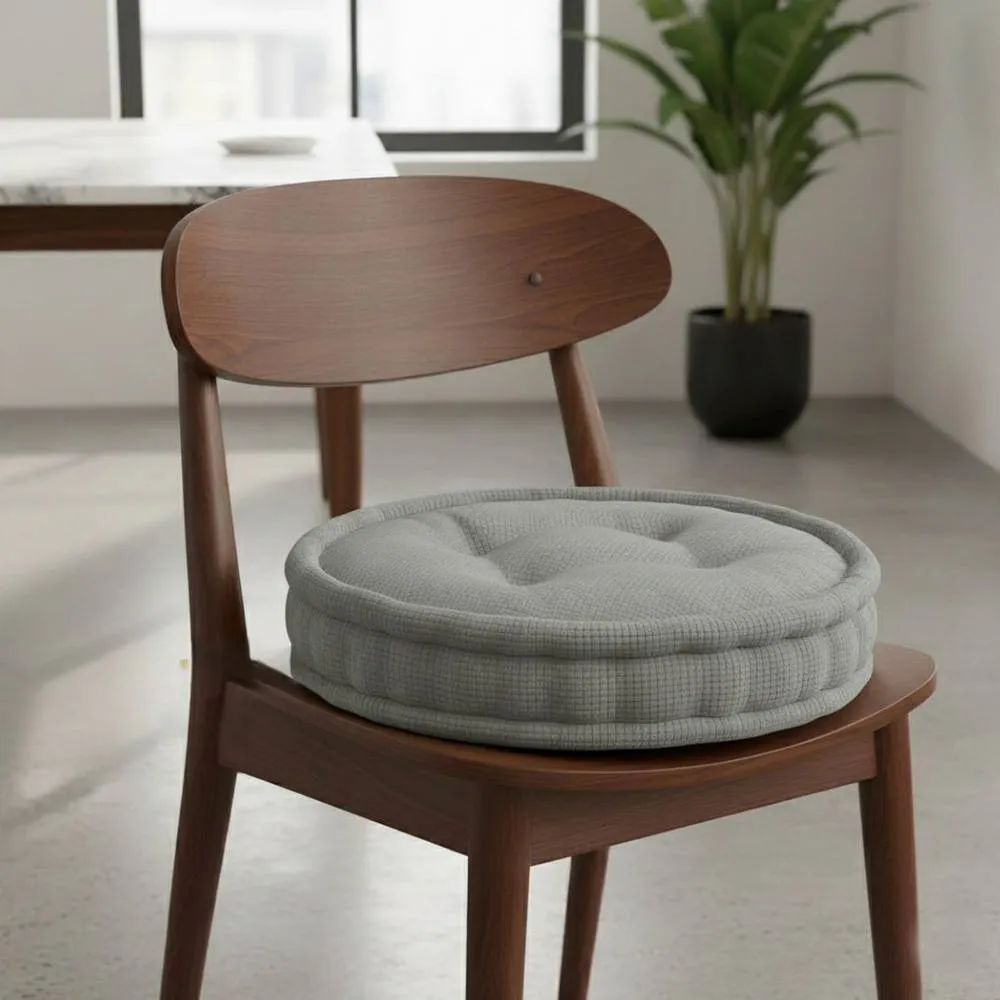 Snug City Teddy Fabric Round Booster Cushion Soft Seat Riser Pad Dining Chair in Grey