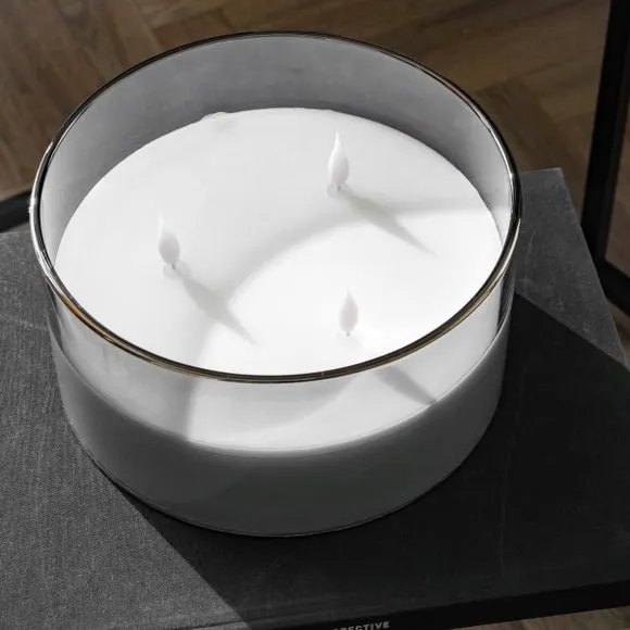 Wide Clear Glass LED Multiwick Candle 4