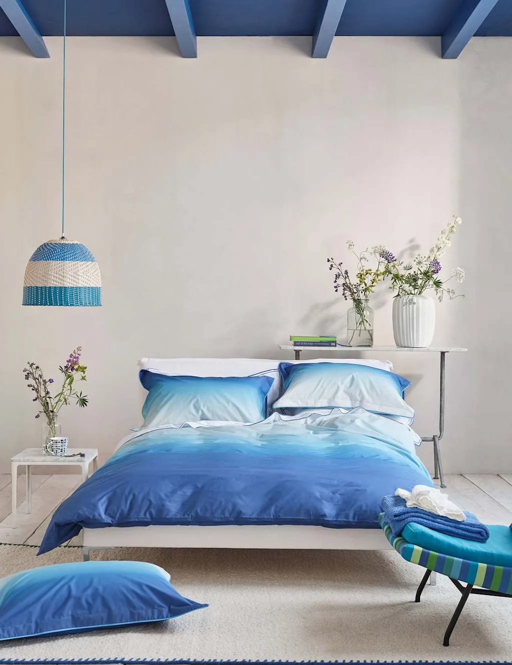 Designers Guild Pure Cotton Percale Ombre Pillowcase Set Blue Mix