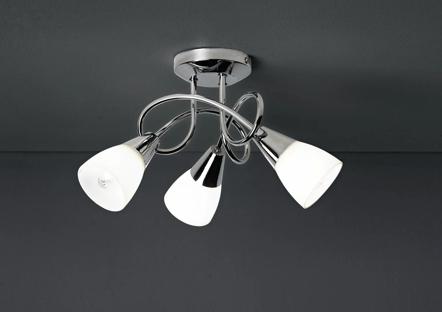 Argos Home Curio 3 Light Glass Opal Ceiling Light - Chrome