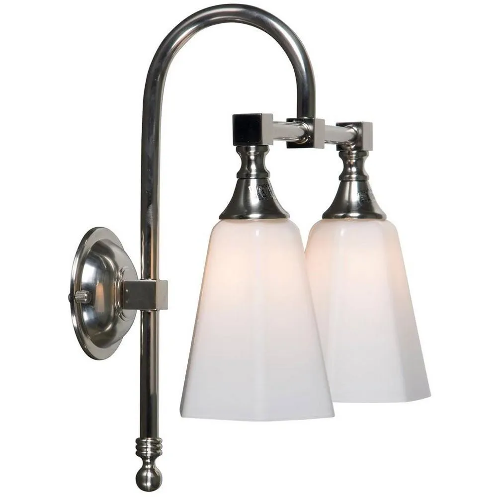 Netlighting Classic 2 Light Bathroom Wall Light Satin Nickel IP44 in Grey