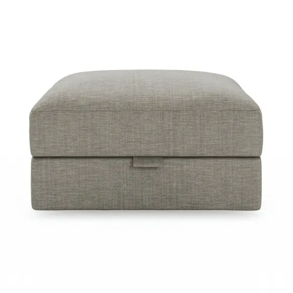 Hattie Slub Faux Linen Storage Footstool 2