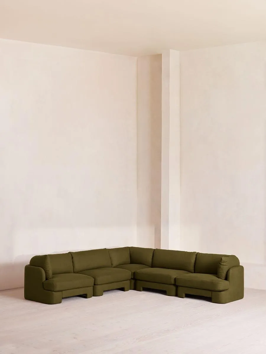 Odell Deeper Sit Modular Sofa, Corner Sofa, Linen, Olive