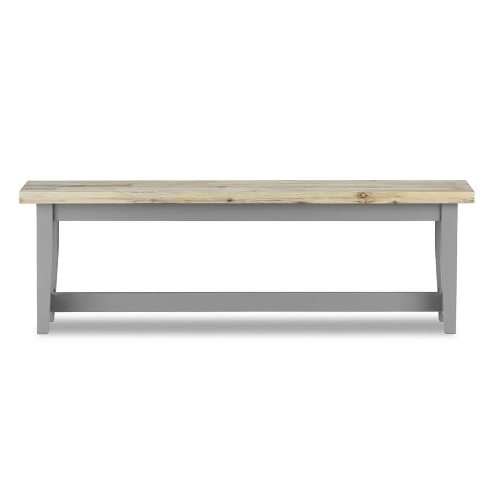 Statement Furniture Florence Solid Acacia Hardwood Dining Bench 140cm in Light Grey 6