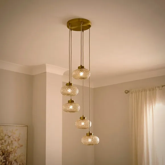 Silas Embossed 5 Light Adjustable Cluster Ceiling Light 2