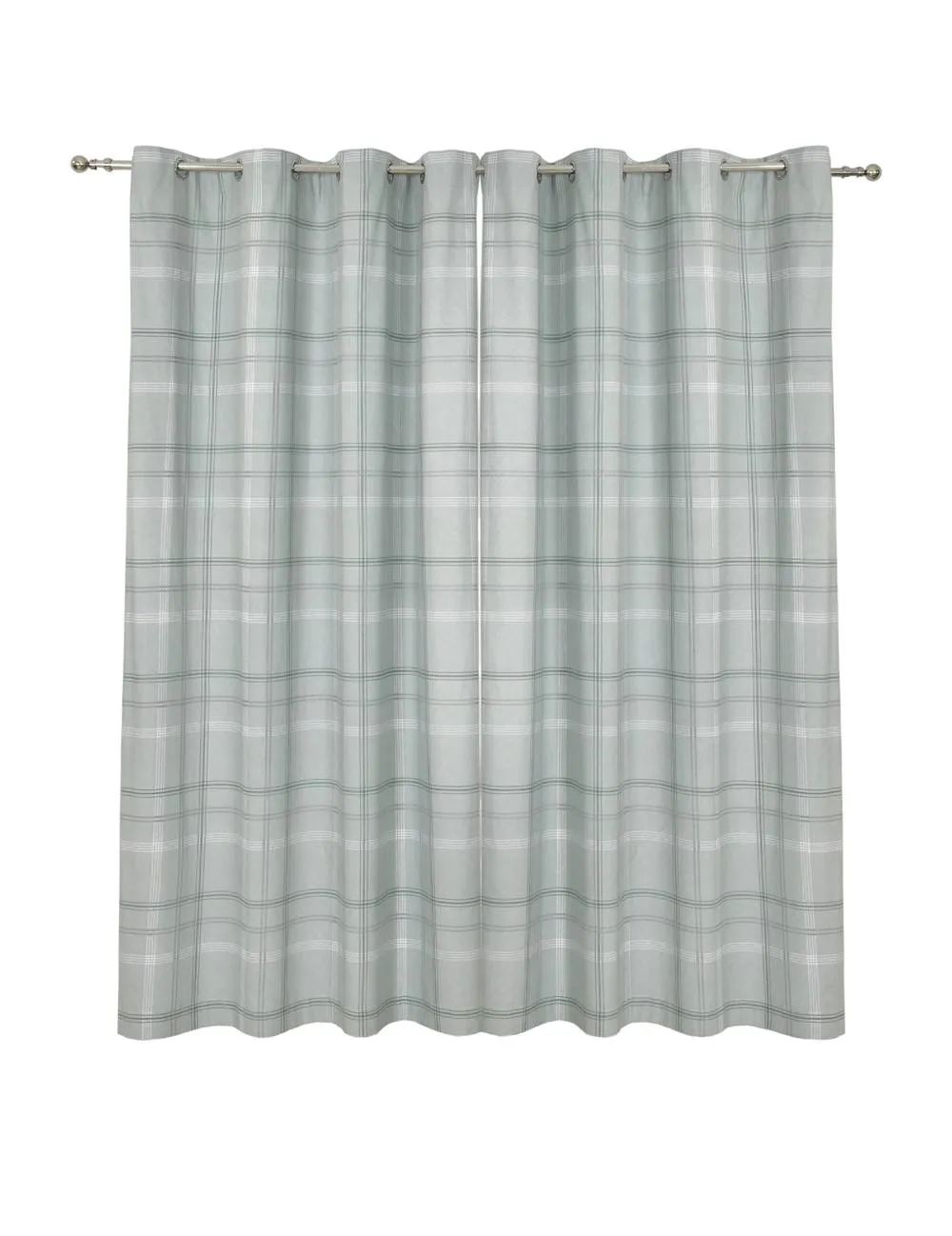 Smart Living Printed Check Eyelet Thermal Curtains - 2 Panels in Green 3