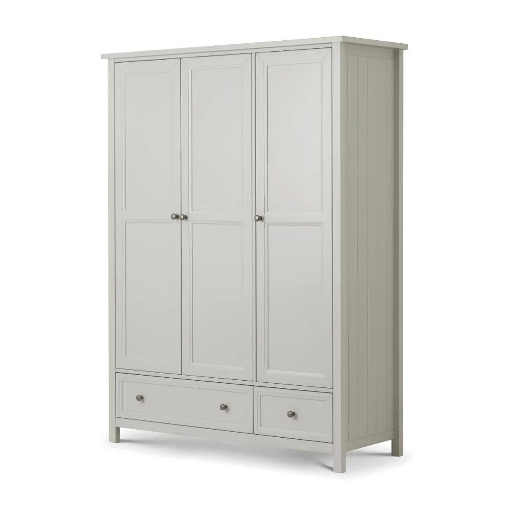 Maine - 3 Door Combination Wardrobe - Dove Grey - Wooden - Happy Beds 1