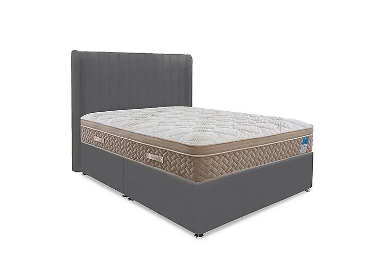 PlushTech Divan Set - Small Double - Plush Dark Grey