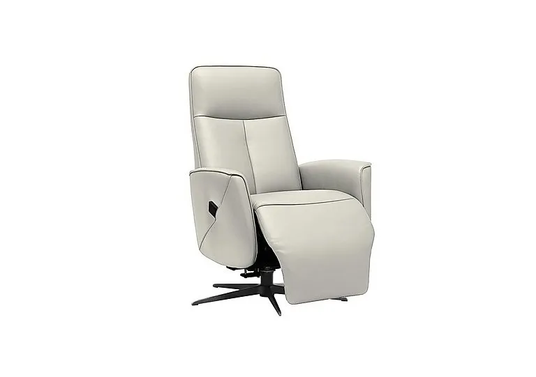 Maribo Leather Lift and Rise Power Recliner Chair with Power Headrest and Black Base - Oxford Light Grey