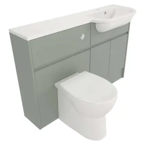 Deccado Clifton Willow Green Slimline Fitted Vanity & Toilet Pan Unit Combination with RH Basin - 1200mm
