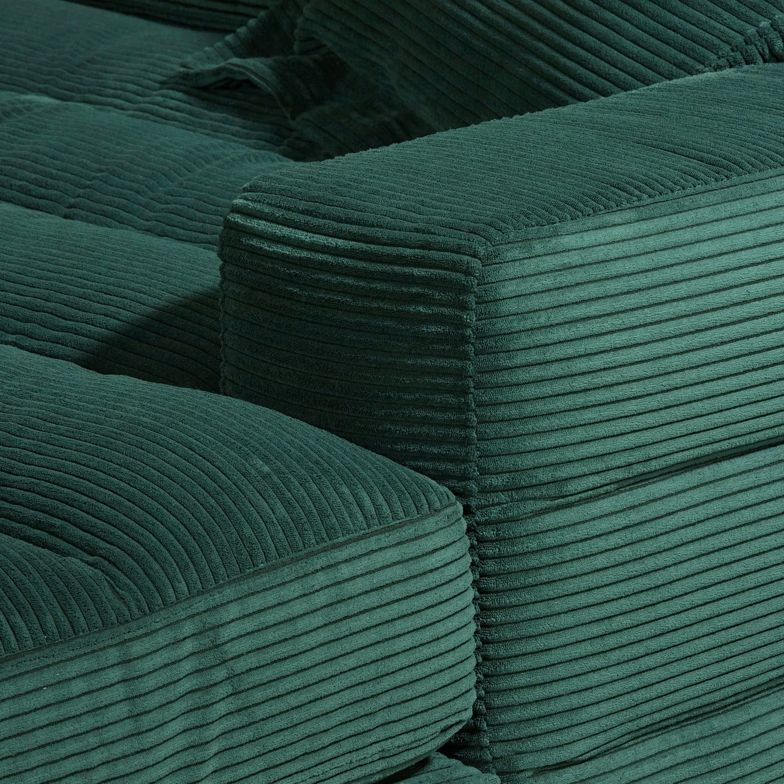 Twain Long Longchair Armrest Right Modular Sofa, Green Fabric | Barker & Stonehouse 4
