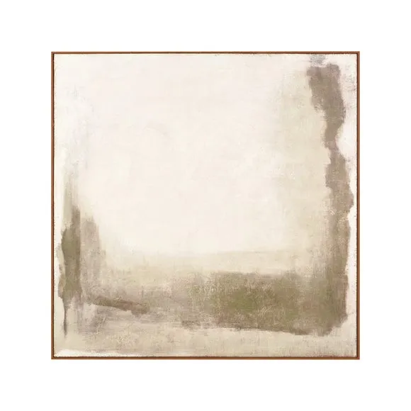 Green & Natural Abstract Square Hessian Framed Canvas 5