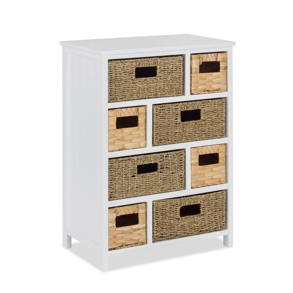 Statement Furniture Tetbury 8 Drawer Storage Unit White with Hyacinth & Seagrass Baskets 5