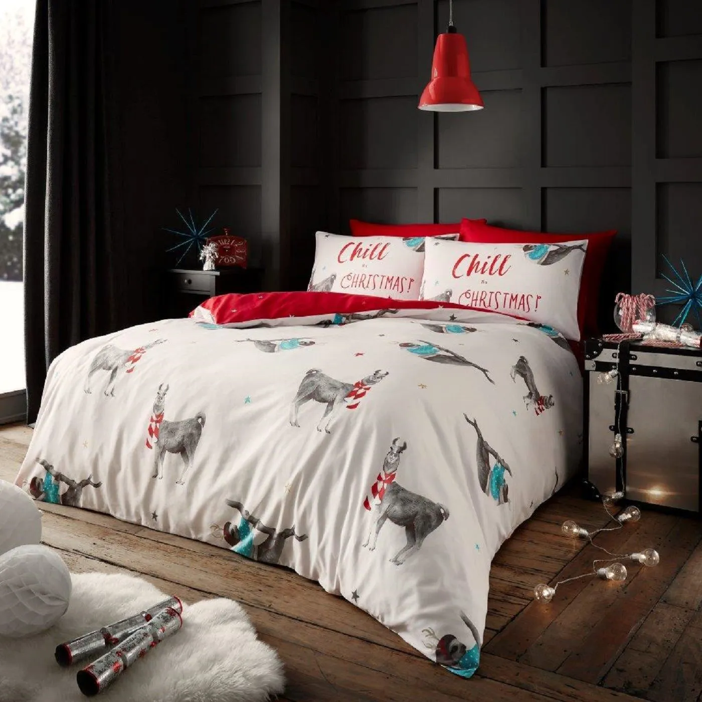 Smart Living Printed Polycotton Christmas Duvet Cover With Pillowcases in White 1