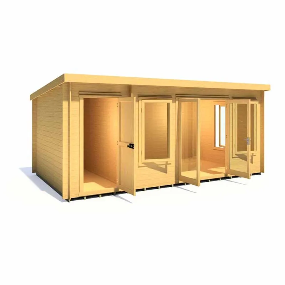 Shires Elm 10 x 17 Feet Log Cabin in 19 mm Logs - L509 x W299 x H225 cm in Light Brown 2