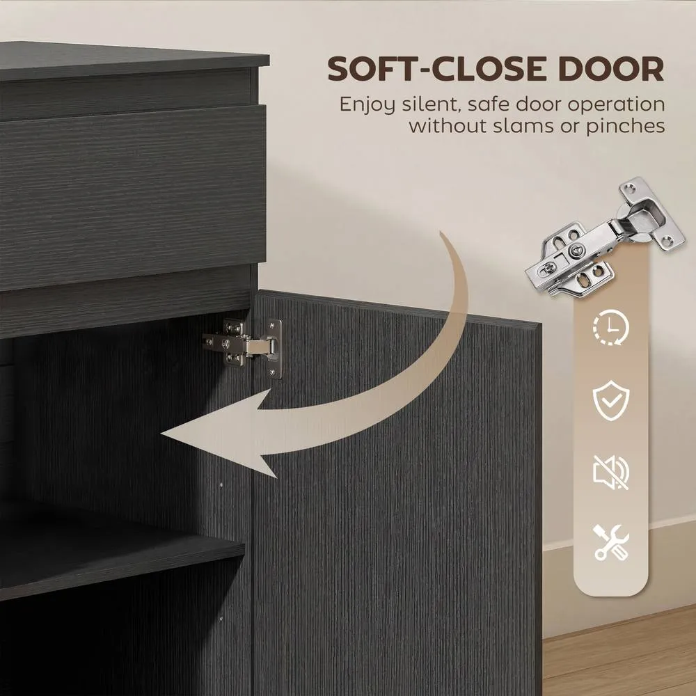 HOMCOM Chest Of Drawers, 5 Drawer Dresser with Soft-Close Cabinet, Black 6