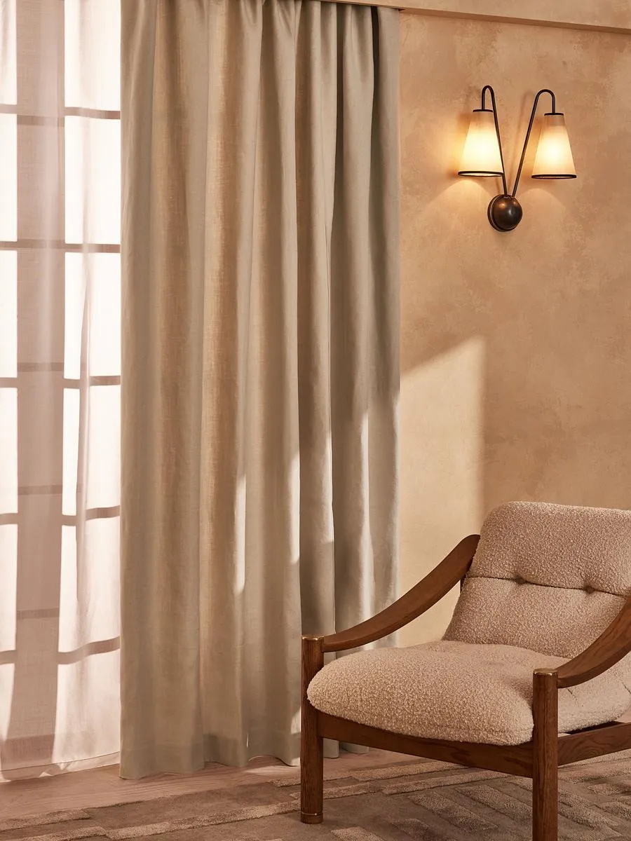 Vinnie Linen Curtains, Bisque, Width 263cm Length 274cm