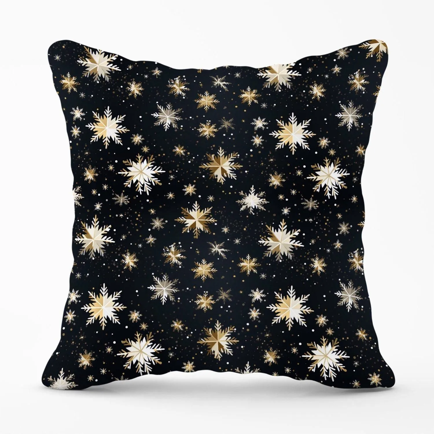 Warren Reed - Designer Silver Gold Snowflake Pattern Outdoor Cushion in Blue