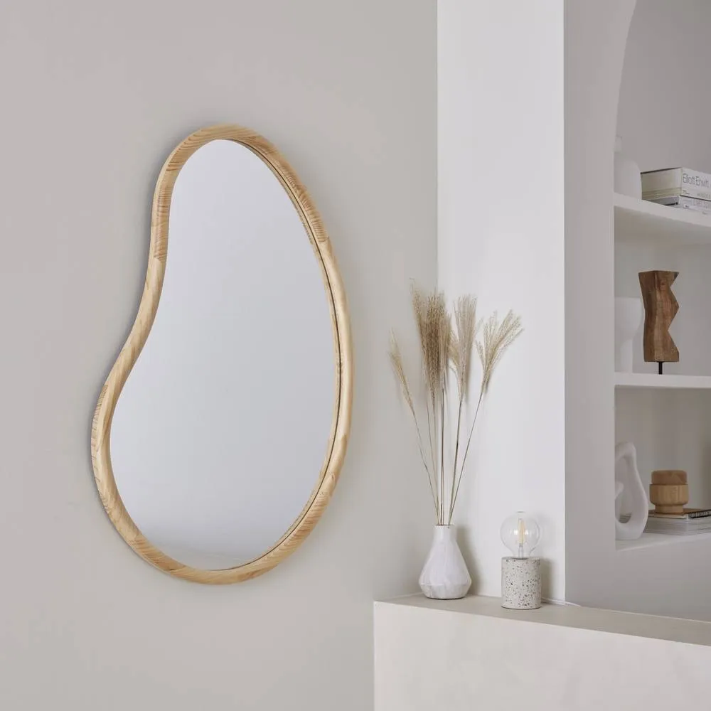 sweeek 95cm wooden mirror in Beige