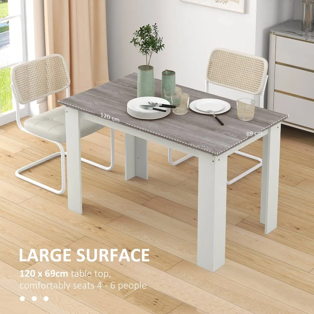 HOMCOM Dining Table for 4-6 People, Wood Effect Tabletop, Grey 5