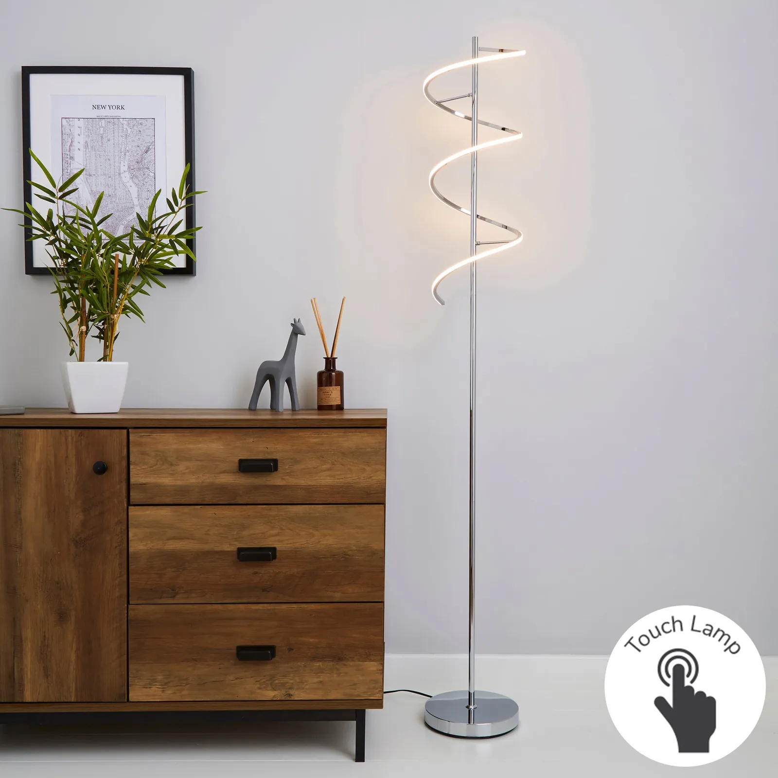 Apollo Integrated LED Dimmable Chrome Floor Lamp