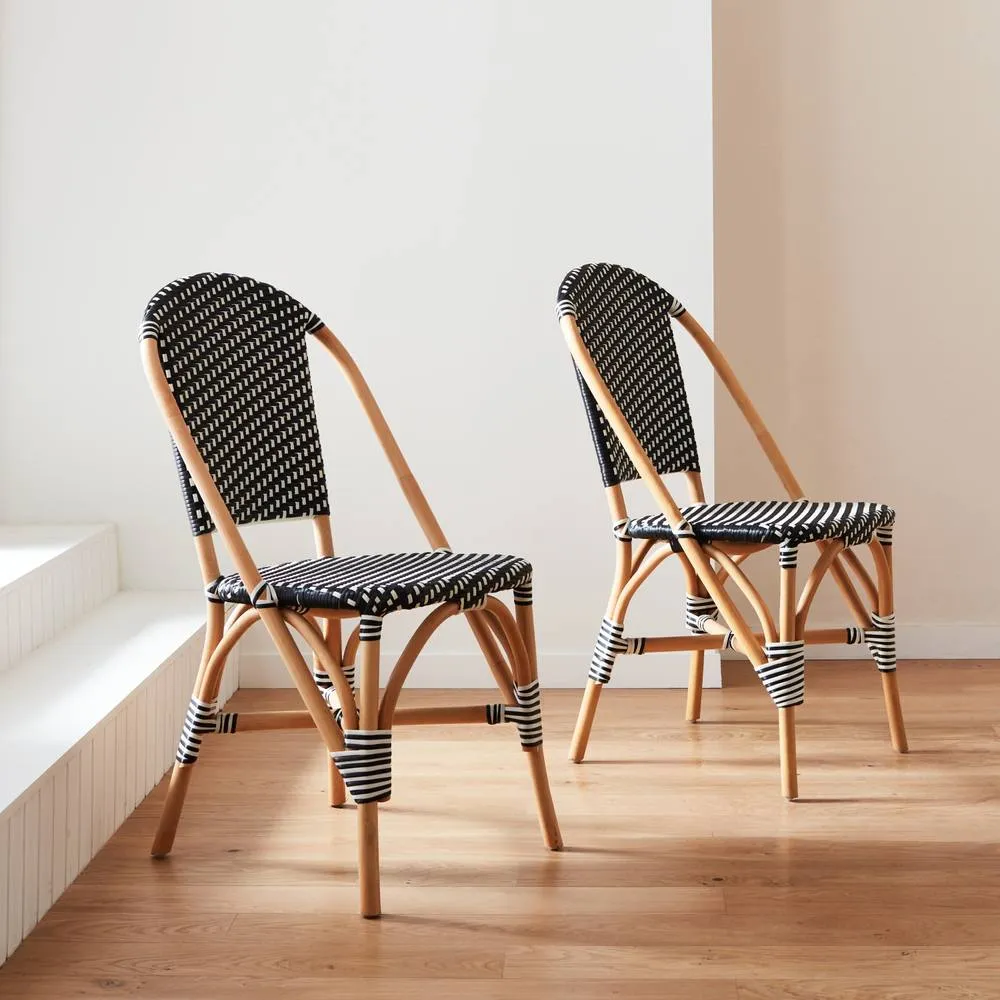 sweeek Pair Of Rattan Bistro Chairs & Polyrattan in Black 4